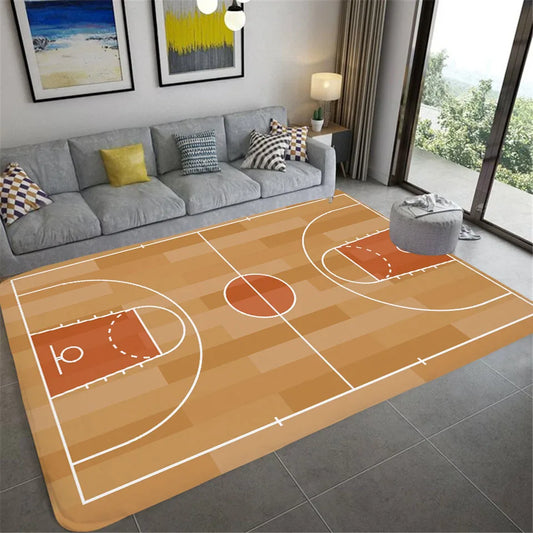 3D Basketball Court Printed Carpet Bedroom Bedside Living Room Sofa Table Area Rug Soft Large Size Floor Mat Doormat Home Decor
